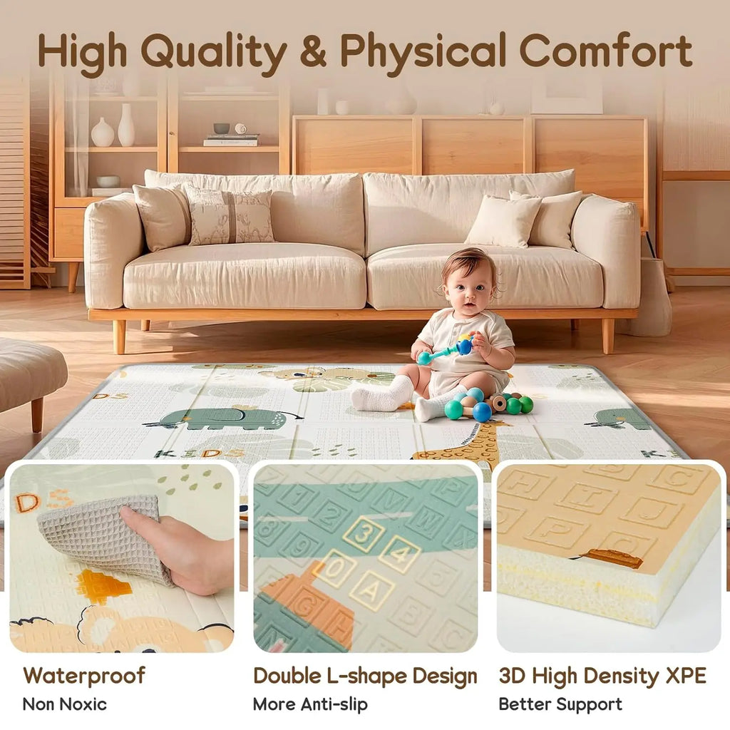 Baby Play Mat, PIGLOG 50x50 Playpen Mat, Waterproof Playmats for Babies and Toddlers Kids, Safe Foam Playmat for Tummy Time